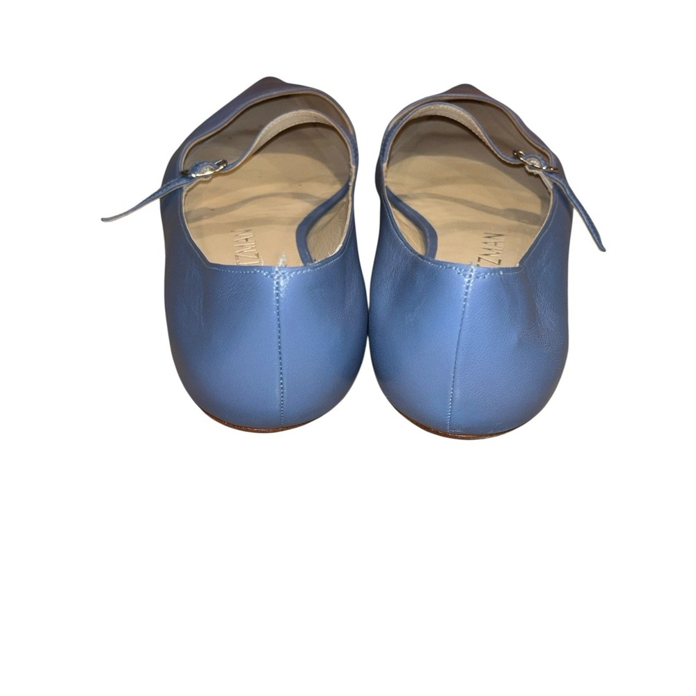 Stuart Weitzman Emilia Mary Jane Flats Blue Leather Ballet Pointed Toe 39 US 8.5 - Picture 3 of 9